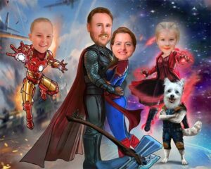 Custom Family Superhero Portraits Father's Day Gift