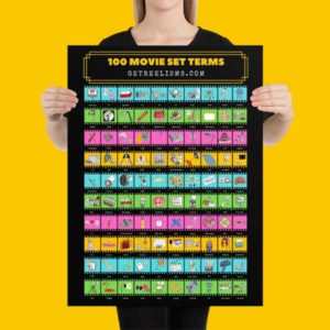 100 Movie Set Terms Poster Gift for Aspiring Filmmaker