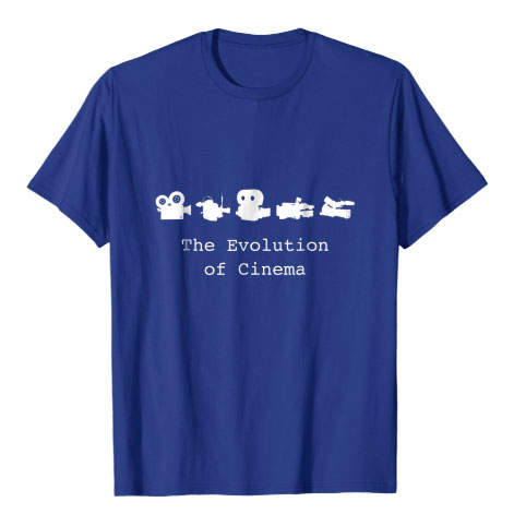 the evolution of cinema film t-shirt